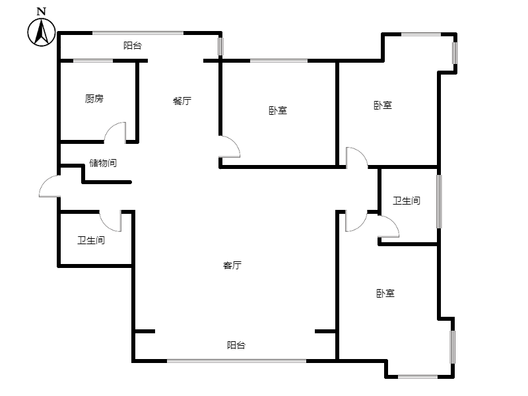 金竹花园3室2厅2卫户型图