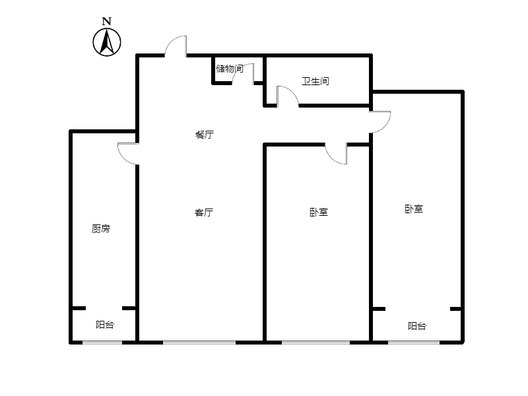 金竹花园2室2厅1卫户型图