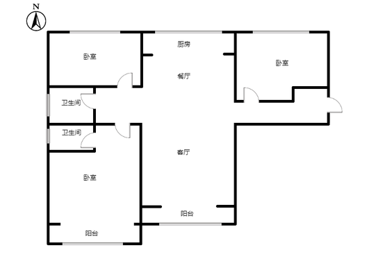 鹏渤印象城（龙马路）3室2厅2卫户型图