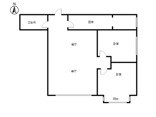 金竹花园2室2厅1卫户型图