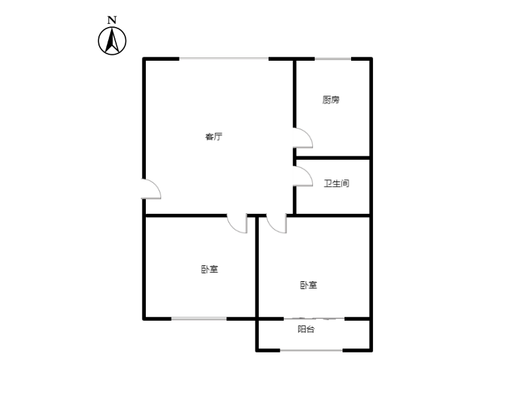 联合五号院2室1厅1卫户型图