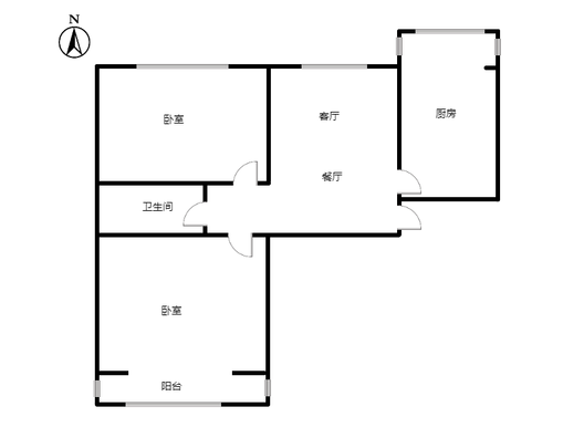 东兴小区（西院）2室2厅1卫户型图