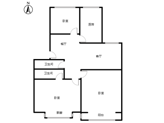 东方家属院3室2厅2卫户型图