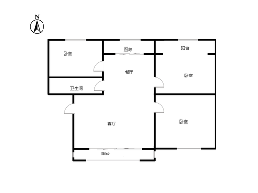 联合小区四号院3室2厅1卫户型图