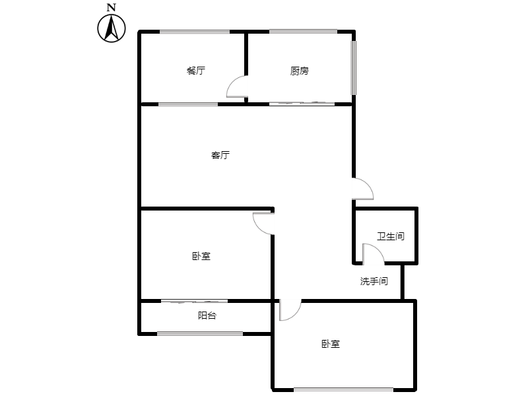 华北铝业生活小区（北院）2室2厅1卫户型图