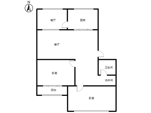 华北铝业生活小区（北院）2室2厅1卫户型图