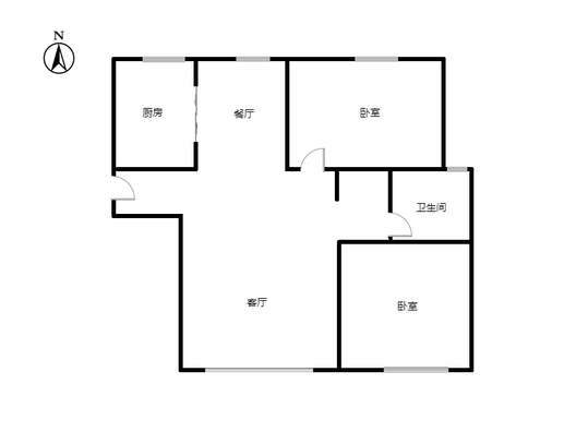 三利中和城二期西区（B区）2室2厅1卫户型图