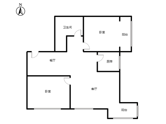 紫竹园2室1厅1卫户型图