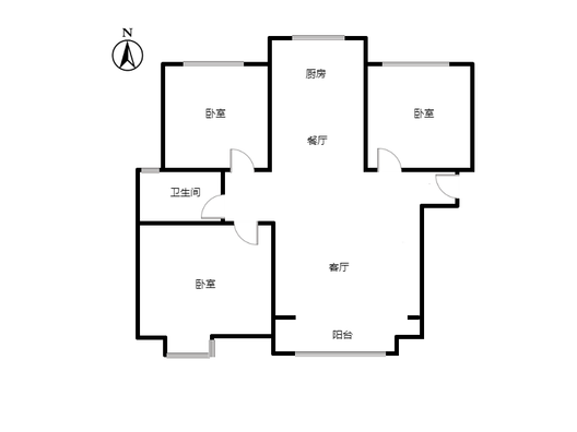 天伦湾一期3室2厅1卫户型图