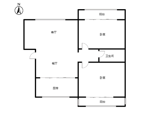 新府阳光一号院2室2厅1卫户型图