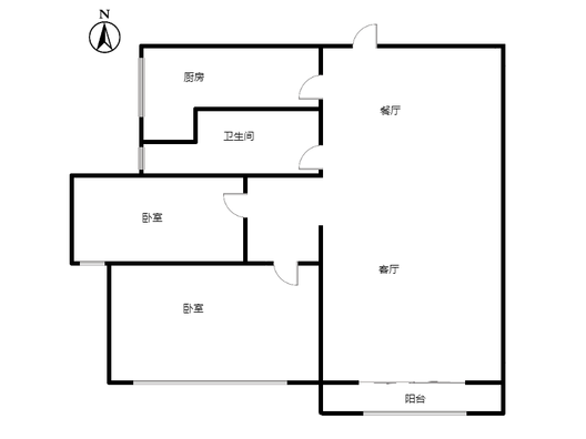 北新家园（锦绣范阳）2室2厅1卫户型图
