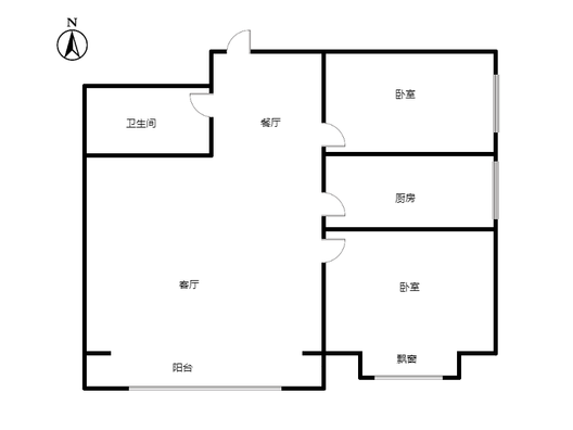 新府百合2室2厅1卫户型图