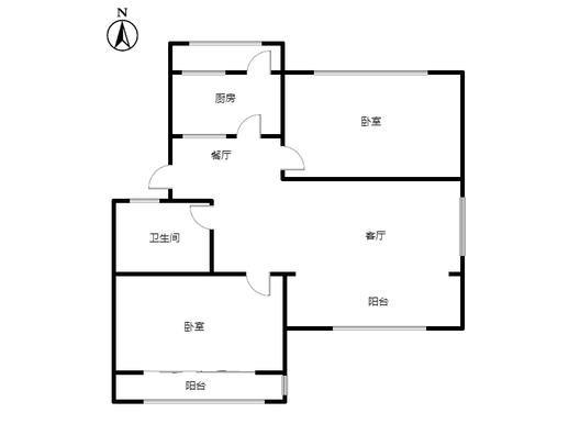 新府阳光一号院2室2厅1卫户型图