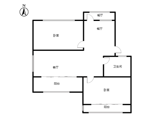 新府阳光一号院2室2厅1卫户型图