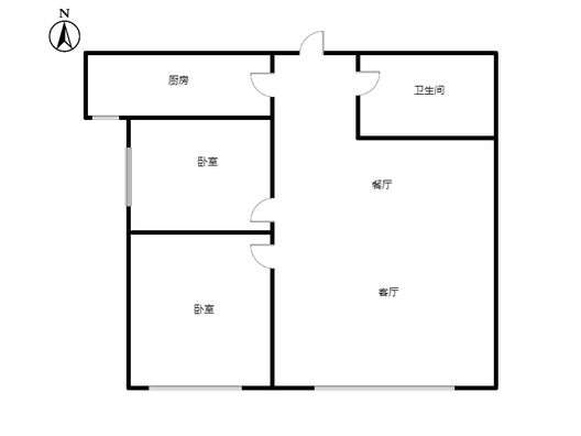 学府澜湾一期2室2厅1卫户型图
