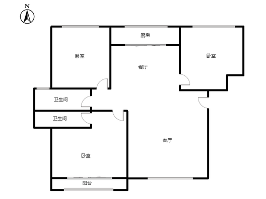 香港豪庭3室2厅2卫户型图