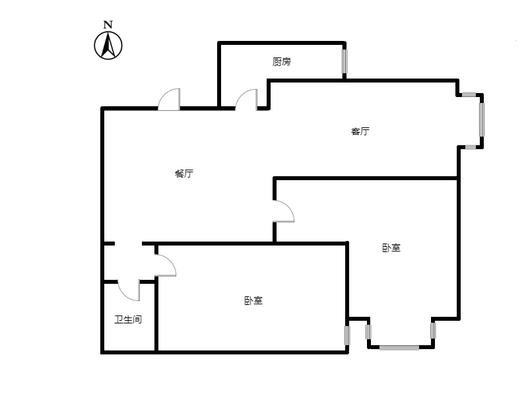北京理想城2室2厅1卫户型图
