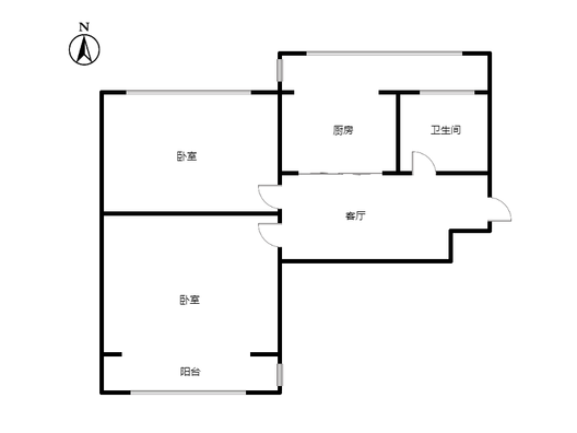 地质总局北院2室1厅1卫户型图