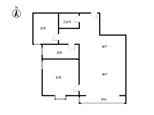 水岸花城2室2厅1卫户型图