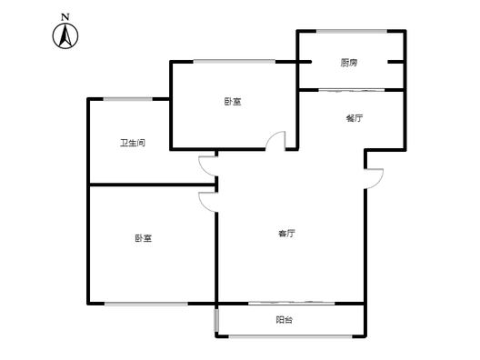 同善园小区2室2厅1卫户型图