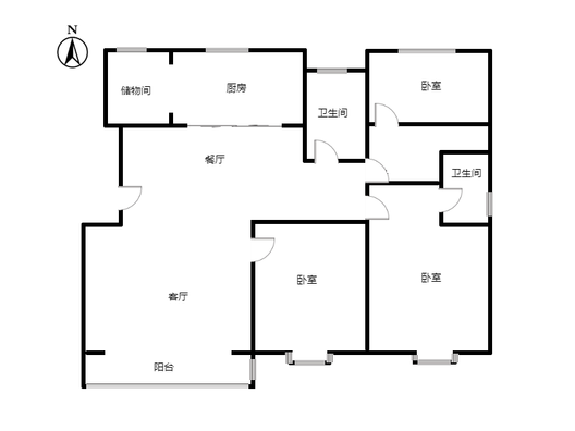 天地新城3室2厅2卫户型图