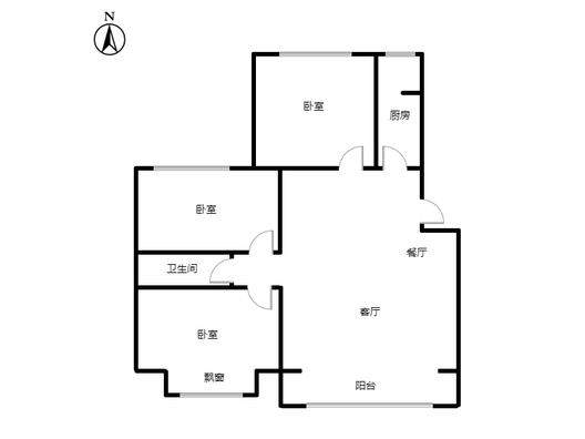 京中美居3室2厅1卫户型图