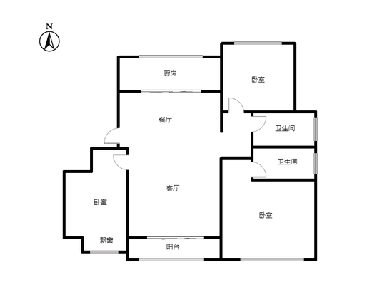 中铁建樾府国际3室2厅2卫户型图