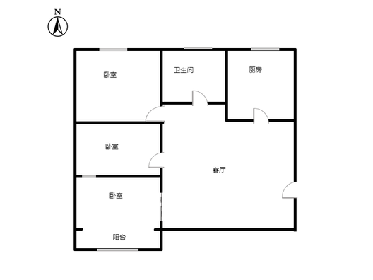 汇元京品3室1厅1卫户型图