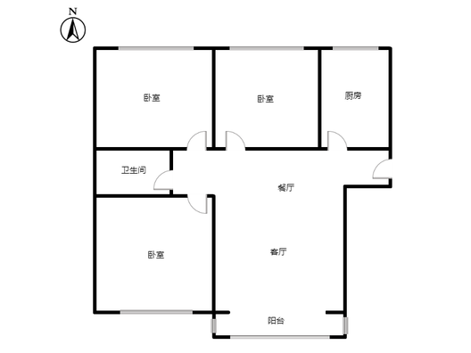京中美居3室2厅1卫户型图