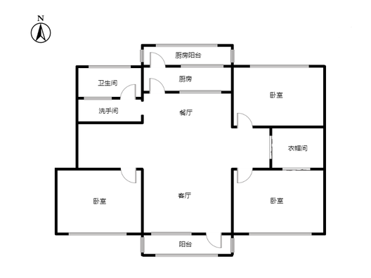 铁道部建厂局家属楼（机械总队家属院）3室2厅1卫户型图