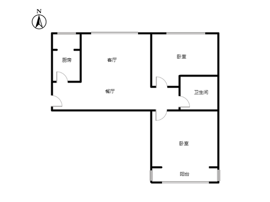 京中美居2室2厅1卫户型图