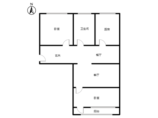 铁道部建厂局小区（范阳路）2室2厅1卫户型图