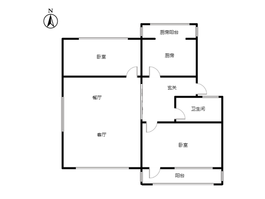 市值小区（文昌祠社区）2室2厅1卫户型图