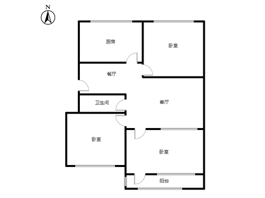 铁道部建厂局小区（范阳路）3室2厅1卫户型图