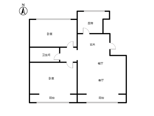 中铁建樾府国际2室2厅1卫户型图