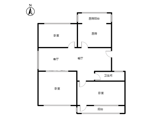 市值小区（文昌祠社区）3室2厅1卫户型图