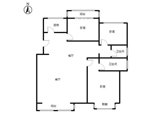 云景城3室2厅2卫户型图