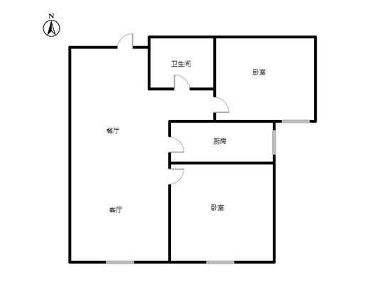 鸿坤理想湾2室2厅1卫户型图