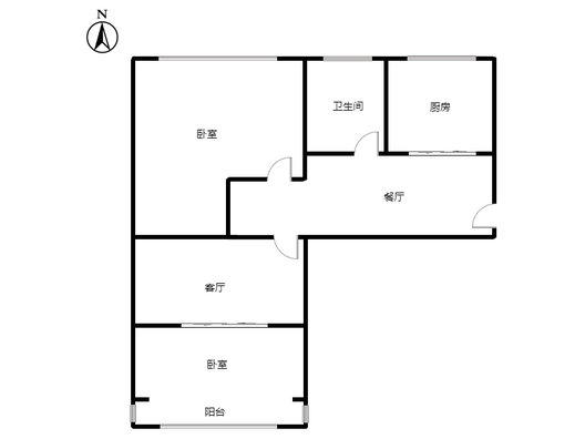 铁道部建厂局小区（范阳路）2室2厅1卫户型图