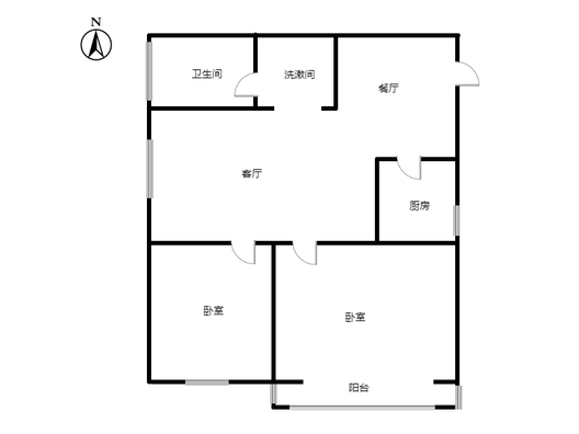 翡翠城（涿郡东区）2室2厅1卫户型图