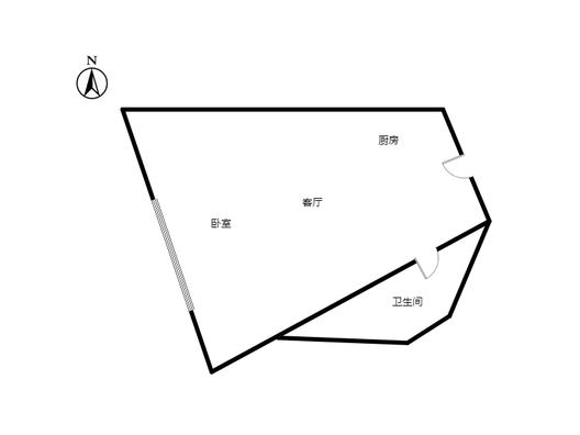 京第银座1室1厅1卫户型图