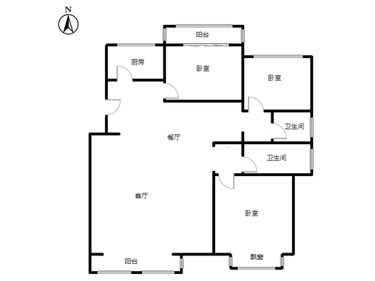 云景城3室2厅2卫户型图