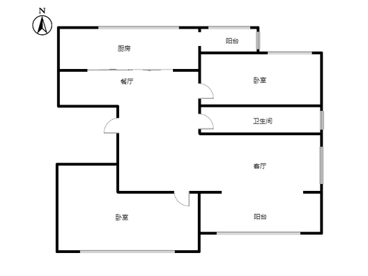 范阳一号（鹏渤御苑）2室2厅1卫户型图