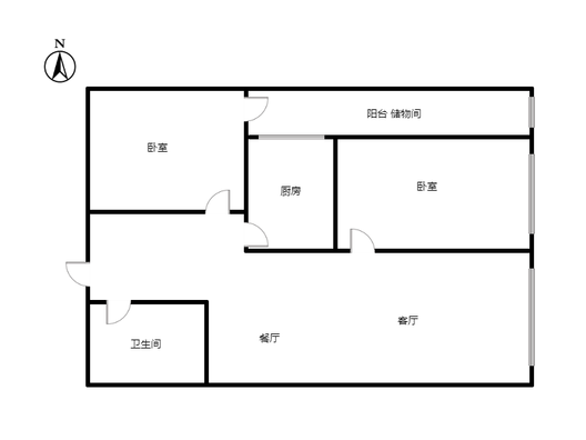 京第银座2室2厅1卫户型图