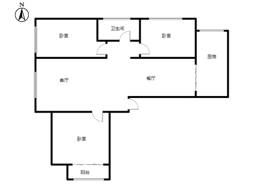 鸿坤理想湾3室2厅1卫户型图