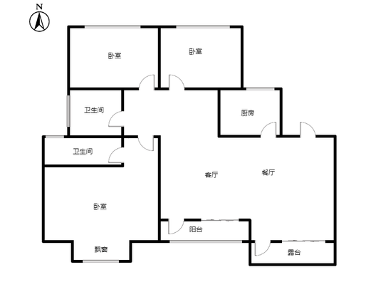 高铁新干线3室2厅2卫户型图