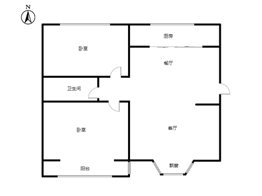 华福佳缘2室2厅1卫户型图