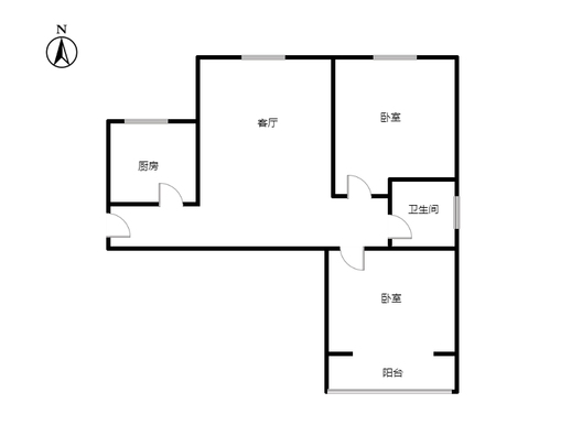 水岸花城2室1厅1卫户型图