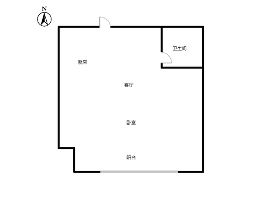 万科城际之光1室1厅1卫户型图