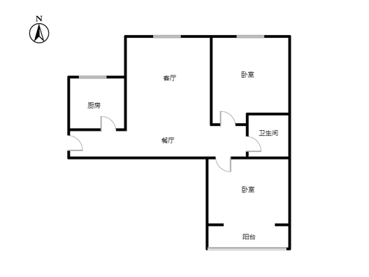 水岸花城2室2厅1卫户型图